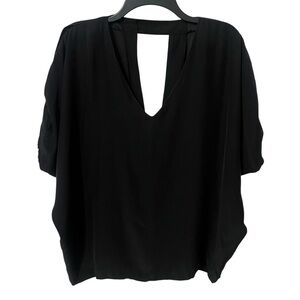 Alexis Black Silk Cutuot Front V Back Top Size Medium